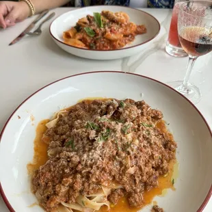 Bolognese and rigatoni