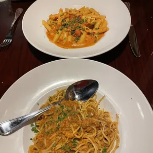 Top: Penne alla Vodka Bottom: Nonna's Bolognese