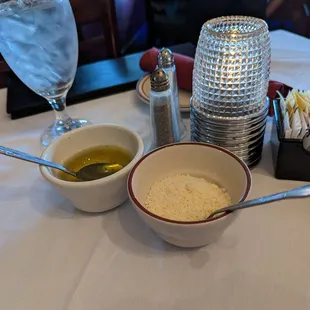 a bowl of rice and a glass of water