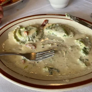 Ravioli with asparagus cream sauce was really good