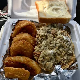 Fantastic onions rings and CFS sandwich!