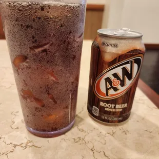 Root Beer came with a large cup of ice.