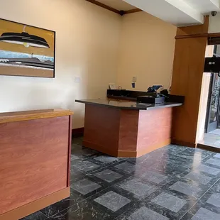 a view of the front desk