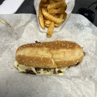 Philly steak sandwich and fries!