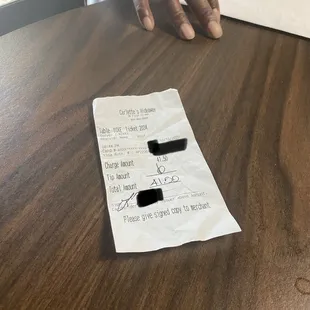 Bar receipt.