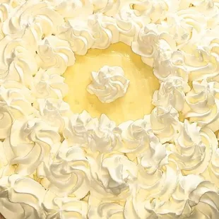 a pie with whipped cream
