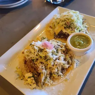 Yucatan pork taco and short rob taco