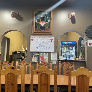 They have bigger tables for larger parties, and the little message was so cute!