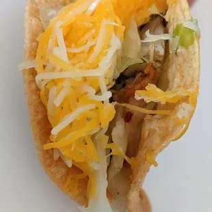 Chicken taco, small and cheap and would repeat but the shell was really hard