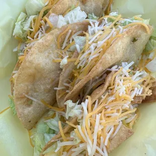 Really delicious Jr. tacos.  2 beef, 2 chicken.  Both fantastic $1.49 ea...