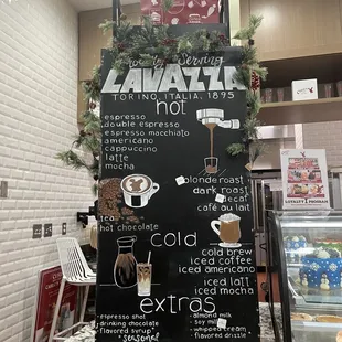 Coffee menu