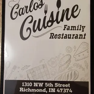 Menu Back Cover (opening day)