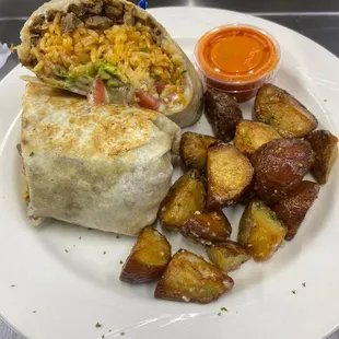 Burrito special and cambray potatoes
