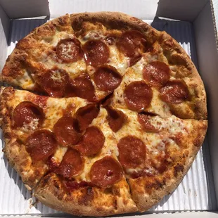 Small round cheese and pepperoni