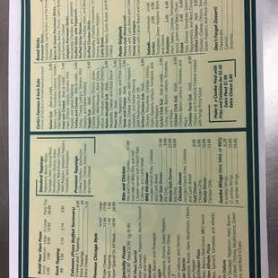 menu