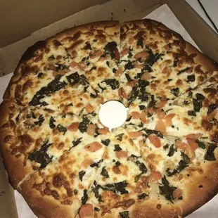 Tomato basil with a hint of garlic pizza for all you vegetarian lovers  !