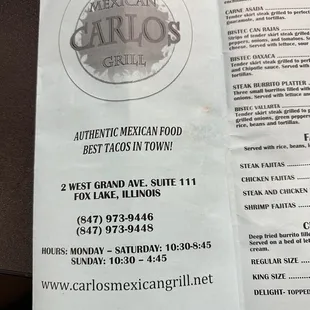 menu