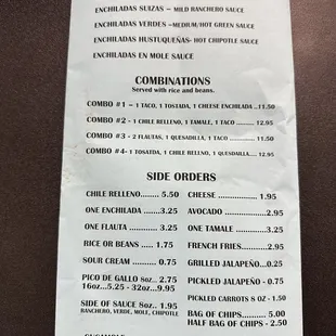 menu