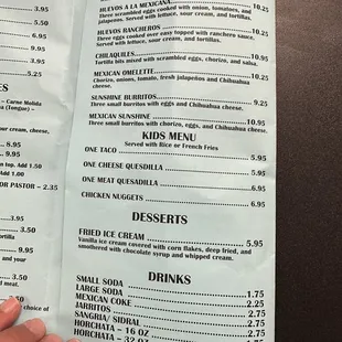 menu