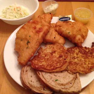 So much food! And huge pieces of fish! Yum!