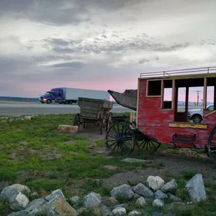 Stage coach outside the parking lot