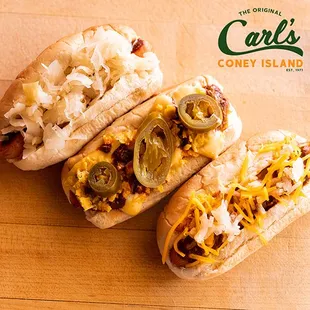 Carl's Coney Flight : Kraut Dog - Nacho Coney - Cheese Coney