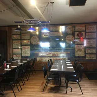 tables and chairs in a restaurant
