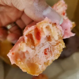 Strawberry baked into the dough