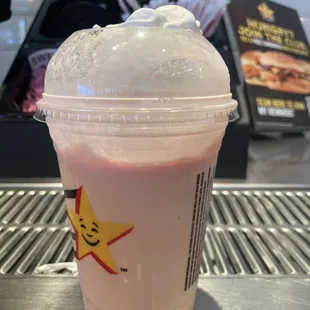 Strawberry Hand-Scooped Ice-Cream Shakes, not even filled up