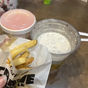 Soupy milkshake. Small fry (6 pieces)