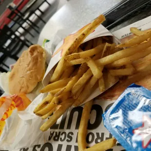 New California Burger, way off from the picture, filling for the time and wow, is that a different sized Patty too; what's really going on