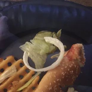 a hamburger and fries