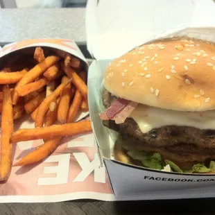 Great burger with sweet potato fries