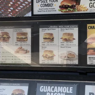 menus and prices on the menu