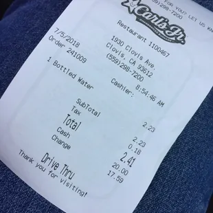 Wow! $2.41 for a small bottle of water.