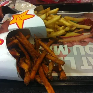 Sweet potato fries and regular fries