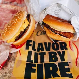 Big cheeseburger / $2.89 + Hand-breaded chicken sandwich / $6.19