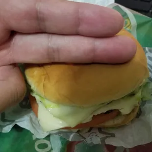 Super small double charbroiled guacamole burger. 2.99+tax... When did they make this smaller?