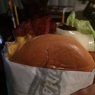 Bacon and beer burger