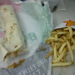 Tried to get a veg guac burger, but that cost way nore than getting a burrito and fries. So i got the latter!