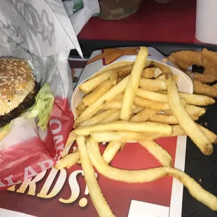 The guy they hired to run the register is a dumbass! Asked for red onion on the burger, so he gave me this instead.