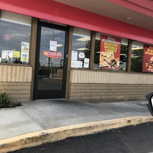 the entrance to the restaurant