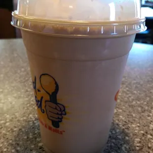 A small milkskake is 3.29 but they only seem to have one size. Though...it depends on what resturant you go to.