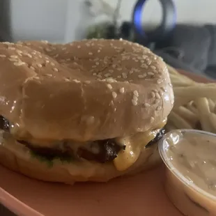 The Big Carl &amp; side of big Carl's sauce