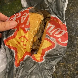 a sandwich wrapped in foil