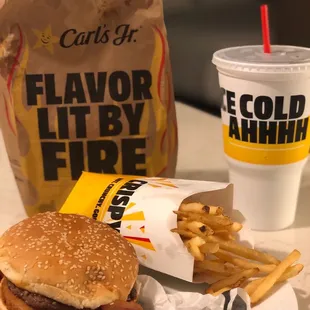 Western Bacon Cheeseburger, large fries and a large Diet Coke