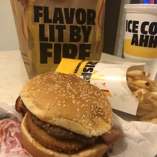 Western Bacon Cheeseburger, large fries and a large Diet Coke