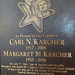 a plaque of the couple