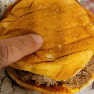 Hair that I found on the inside of my burger.....