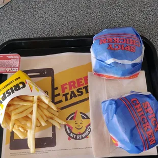 2 for 5 spicy chicken with fries